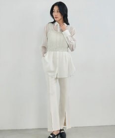 ICB L 【洗える】 シャインポリエステルクロッシェ ニットベスト