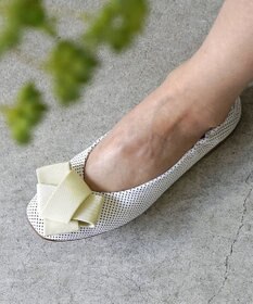 nouvelleRobe Oū サイズ追加【本革・高反発】Big Ribbon スクエアトゥ パンプス