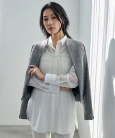 ICB L 【洗える】 シャインポリエステルクロッシェ ニットベスト