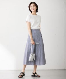 J.PRESS LADIES 【洗える】アセVis ギンガム スカート