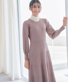 Tiaclasse L リブニットパフスリーブワンピース