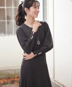 Tiaclasse L リブニットパフスリーブワンピース