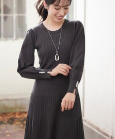 Tiaclasse L リブニットパフスリーブワンピース