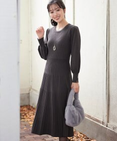 Tiaclasse L リブニットパフスリーブワンピース