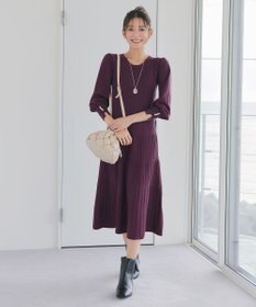 Tiaclasse L リブニットパフスリーブワンピース