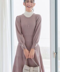 Tiaclasse L リブニットパフスリーブワンピース