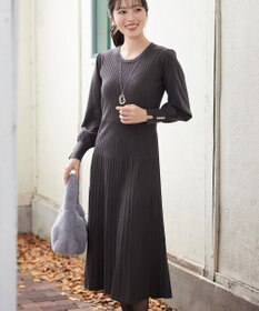 Tiaclasse L リブニットパフスリーブワンピース