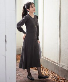 Tiaclasse L リブニットパフスリーブワンピース