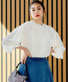 組曲 L 【洗える】シフォンツイルレース ブラウス