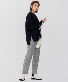 23区 ウールミルドストレッチチェック テーパードパンツ