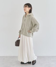 Green Parks 衿付きケーブルｚｉｐカーディガン