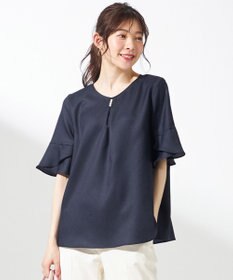 ANY SIS S 【接触冷感・UVカット・速乾】スムージーポリエステル フレアスリーブ ブラウス