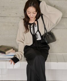 WEGO 【2024年秋冬新色カラー追加★】リボン2WAYカーデ