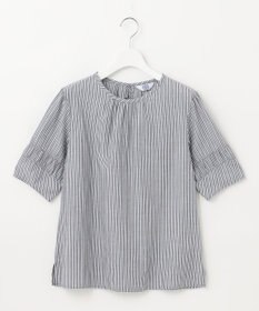 J.PRESS LADIES 【洗える】BEZ空羽ストライプ クルーネック ブラウス