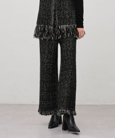 uncrave ツイードニット フレアパンツ ブラック×オフ