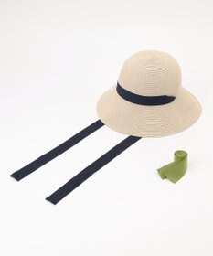 #Newans 【UVカット/洗える】〈花乃まりあさんコラボ〉リボン2本つきサマーハット