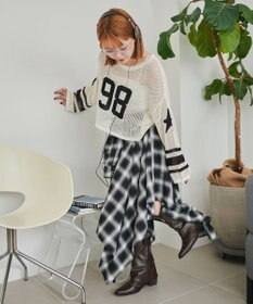 WEGO ナンバリングメッシュショートニット