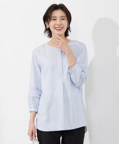 J.PRESS LADIES S 【洗える】ポリエステルスパンソフトクロス レース ブラウス