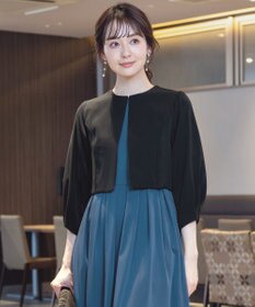 Tiaclasse L 【洗える】タックパフスリーブボレロ