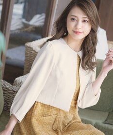 Tiaclasse L 【洗える】タックパフスリーブボレロ