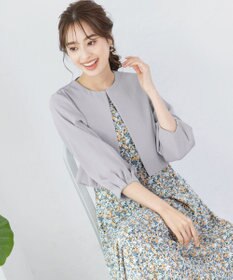 Tiaclasse L 【洗える】タックパフスリーブボレロ