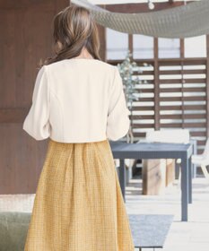 Tiaclasse L 【洗える】タックパフスリーブボレロ