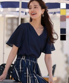 Tiaclasse 【洗える】シフォンフレアスリーブブラウス