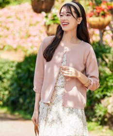 Tiaclasse L 【洗える】ミラノリブ編みが大人上品なリボンニットカーディガン