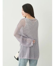 earth music&ecology メッシュ編みニットプルオーバー