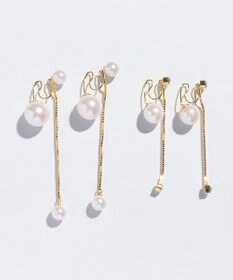 Phoebe ロングバックモチーフイヤリング　パール