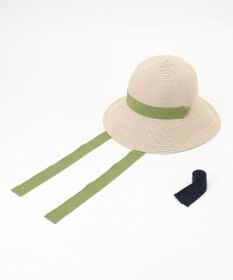 #Newans 【UVカット/洗える】〈花乃まりあさんコラボ〉リボン2本つきサマーハット