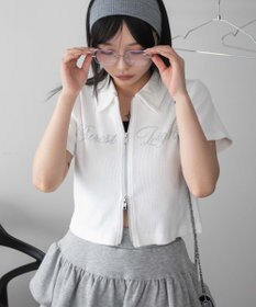 WEGO ラインストーンロゴWZIPトップス