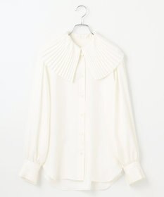 #Newans 【シワになりにくい/洗濯機可能】プリーツカラーブラウス