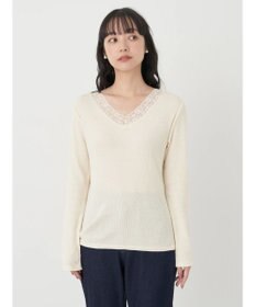 earth music&ecology レースＶネックテレコインナー