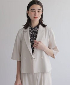 組曲 スムースクロス 6分袖ジャケット アイボリー系