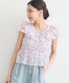 earth music&ecology ダブルフリルノースリブラウス