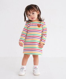 MIKI HOUSE HOT BISCUITS 【80-120cm】 ボーダー 長袖ワンピース