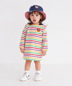 MIKI HOUSE HOT BISCUITS 【80-120cm】 ボーダー 長袖ワンピース