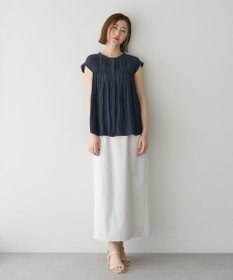 YECCA VECCA <<接触冷感>>フレンチスリーブギャザーブラウス
