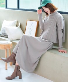 Tiaclasse 【2点セット・洗える】細ケーブルニットトップス＆ニットワンピース