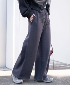 WEGO 【ウエストゴム】グラフィック刺繍裏起毛ワイドSWTパンツ