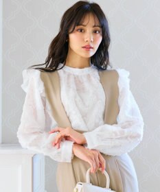 Feroux 【洗える】ジャガードブラウス