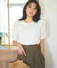 Feroux 【洗える】袖フリルチュニック ブラウス