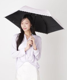 MOONBAT 【遮光率100％/遮熱/UV】LANVIN en Bleu (ランバン オン ブルー)晴雨兼用日傘 フラワーグリッター シルバースカラ刺繍 花柄 折りたたみ傘 簡単開閉