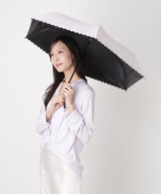 MOONBAT 【遮光率100％/遮熱/UV】LANVIN en Bleu (ランバン オン ブルー)晴雨兼用日傘 フラワーグリッター シルバースカラ刺繍 花柄 折りたたみ傘 簡単開閉