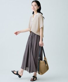 ANY ラミータッチバイカラーポロ衿スキッパーニット