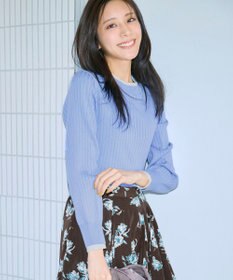 ANY SIS 【WEB・一部店舗限定】ダブルカラー ニット ライトブルー