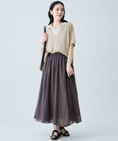 ANY ラミータッチバイカラーポロ衿スキッパーニット