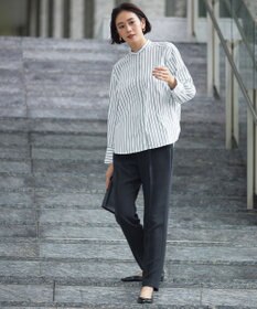 自由区 L 【スタイリストコラボ・洗える】SOMELOSバンドカラー シャツ