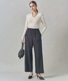 ICB 【洗える】ウールワッシャーツイル ワイドストレートパンツ